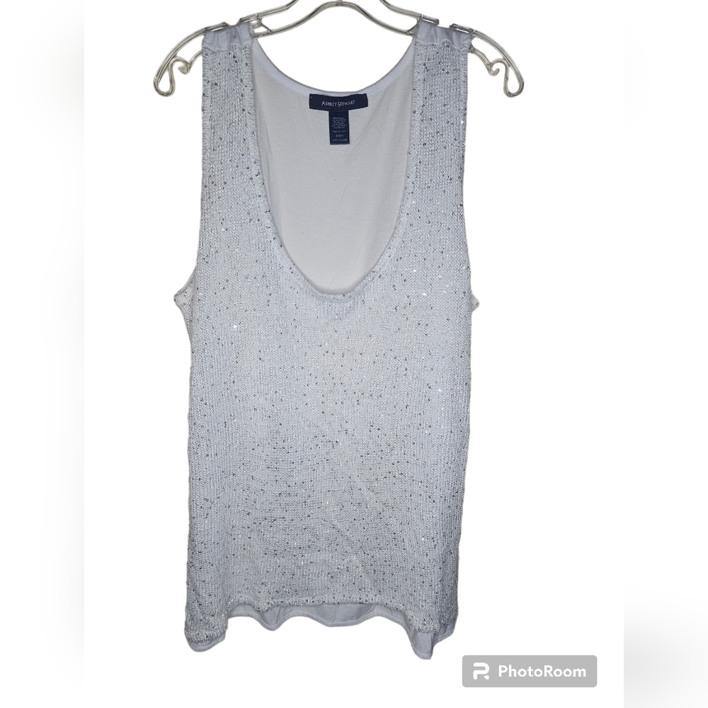 Ashley Stewart women's w'hite knitted front sleeveless tank top size 22/24